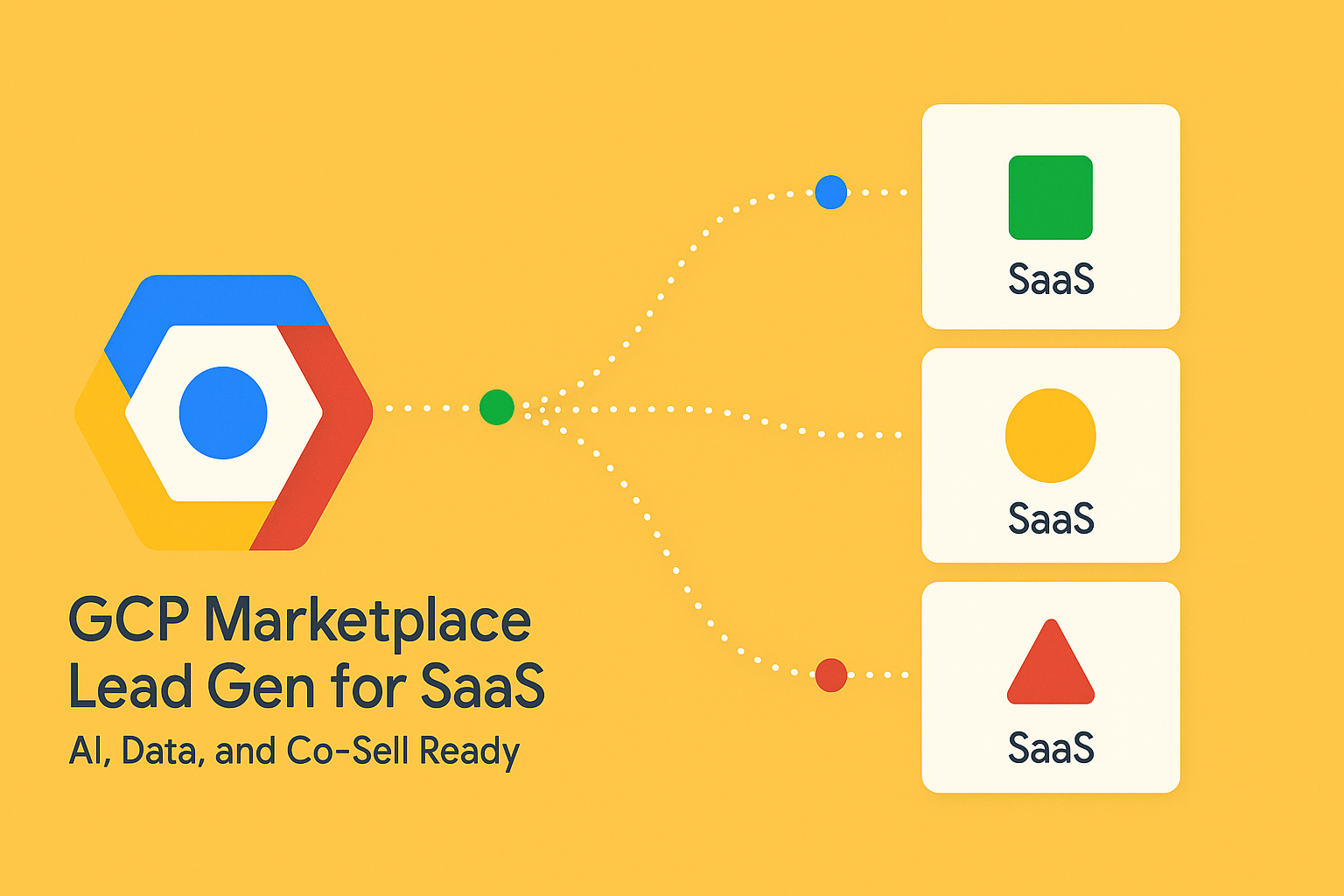 GCP Marketplace pipeline visual showing Google Cloud hexagon feeding qualified SaaS leads.